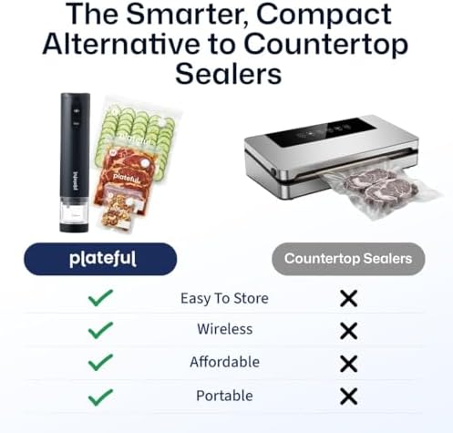 Plateful VacuSeal Handheld Vacuum Sealer, Cordless, 45 Bags
