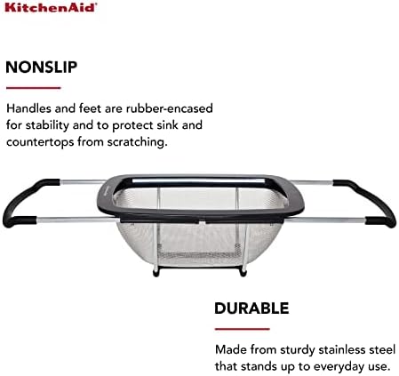 KitchenAid Expandable Stainless Steel Colander, Black