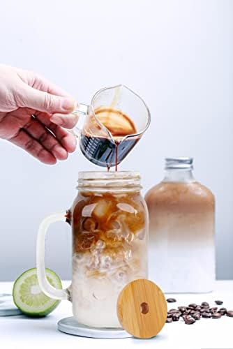 ANOTION Mason Jar with Lid and Straw, 24 oz Regular Mouth Mason Jars