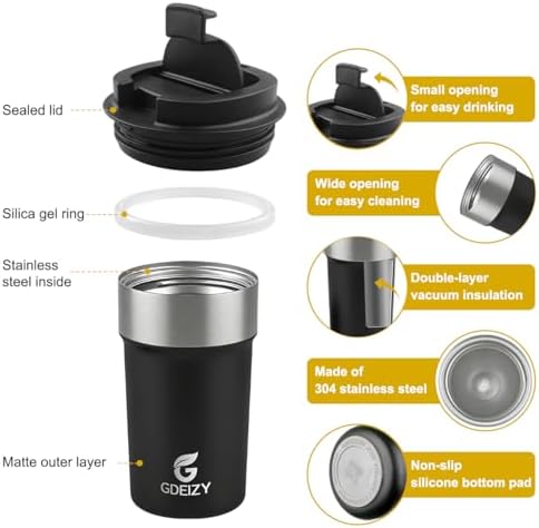 17oz Insulated Travel Coffee Mug, Stainless Steel Cup with Leakproof