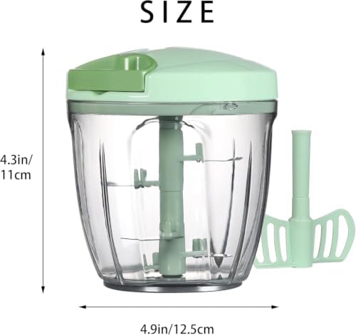 Manual Hand Pull Food Chopper with Whisk, 900ml, Green