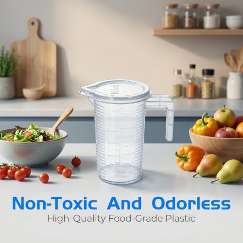 100ml Plastic Graduated Beaker, 2 Pack Oil Measuring Container Liquid