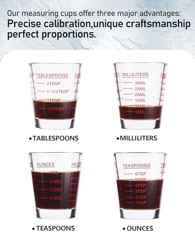 Shot Glass Measuring Cup Set, 2 Pack Espresso Shot Glasses (Red)