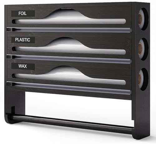 Cling Film and Foil Dispenser - Wall-Mounted Foil Cutters Organizer