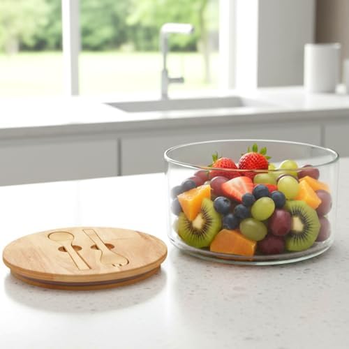 215oz Large Glass Trifle Bowl with Sealing Lid 10 Inch Salad Bowl