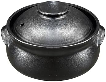 Korean Premium Stoneware Black Casserole Clay Pot with Lid,For Cooking