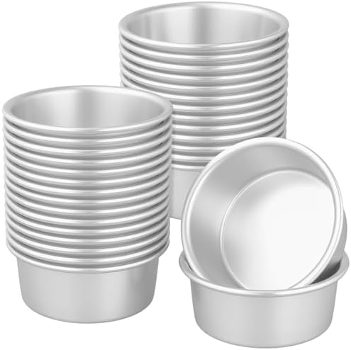 SHEUTSAN Round Cake Pan, 4 Inch, Set of 30, Aluminum Baking Tins for