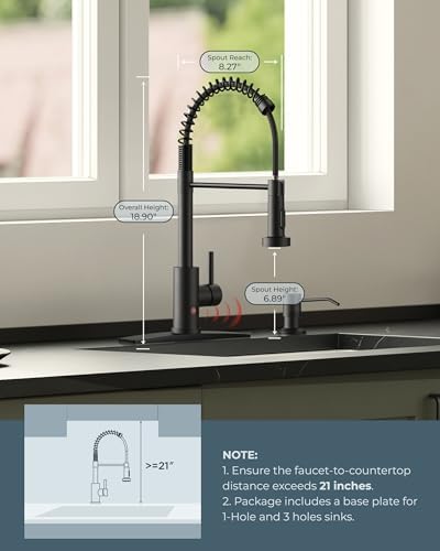 FORIOUS Black Touchless High Arc Kitchen Faucet