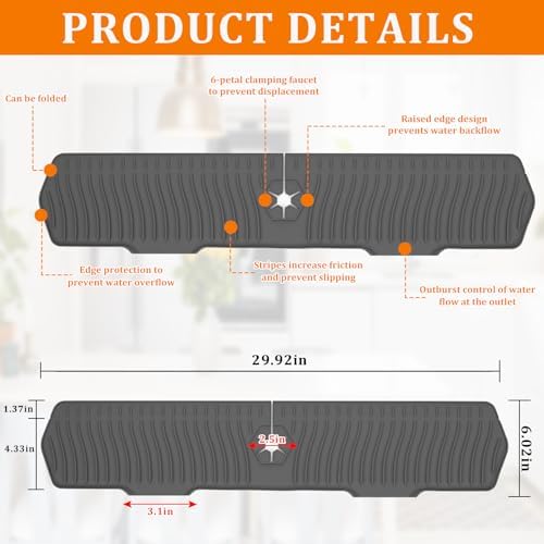 30 Inch Sink Splash Guard,Longer Silicone Sink Mat for Kitchen
