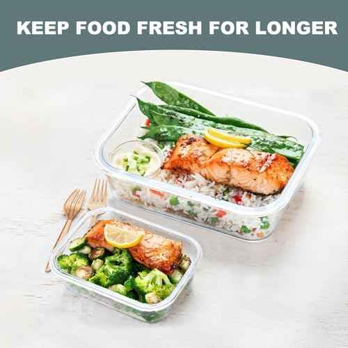 KOMUEE 10-Pack Glass Food Storage Containers with Lids