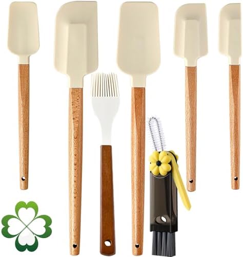 7 Piece Silicone Spatula Set, Food Grade Rubber Spatula Set with