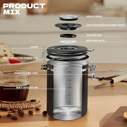 Coffee Canisters with Window,Airtight Coffee Container,22oz