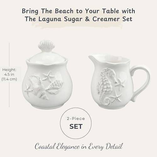 Blue Sky Ceramics Laguna Coastal Sugar and Creamer Set White, Multi