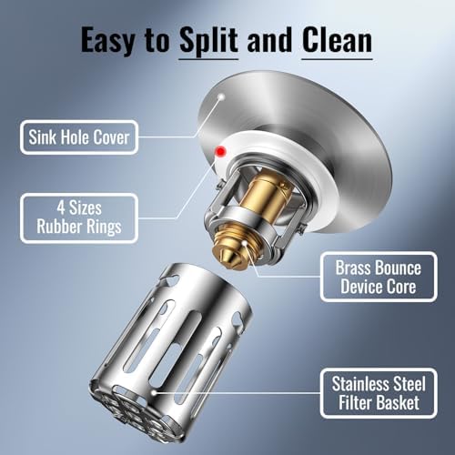 Heavy-Duty All-Metal Sink Stopper & Drain Strainer for Bathroom