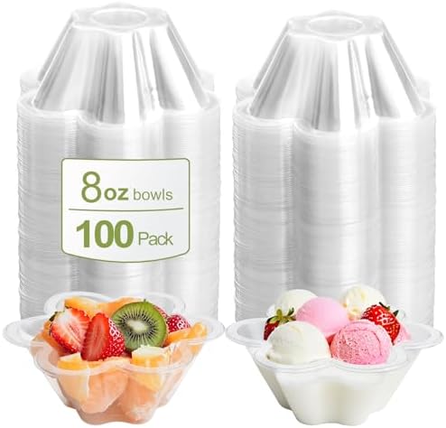 KUCKOW Clear Bowls, 100 PCS Ice Cream Bowls, Small Clear Appetizer