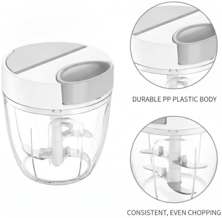 Manual Food Chopper with Pull String Mechanism for Garlic, Herbs, and