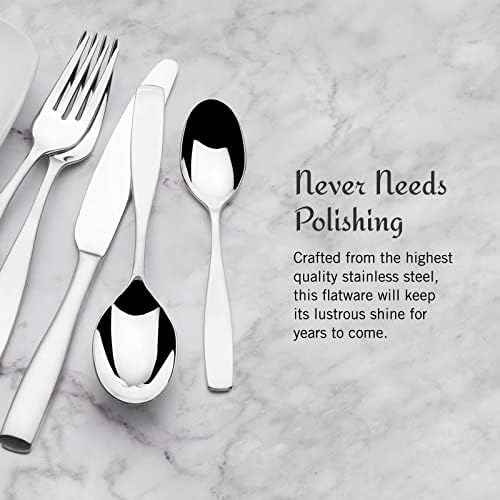 Mikasa Satin Loft 65-Piece Flatware Set, Service for 12, 18/10 Stainless Steel Silverware with Satin Finish, Includes Serving Utensils, Dishwasher Safe