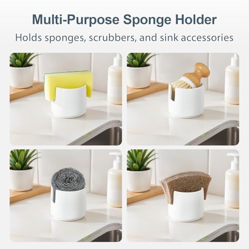 ONEMORE Ceramic Sponge Holder for Kitchen Sink, White