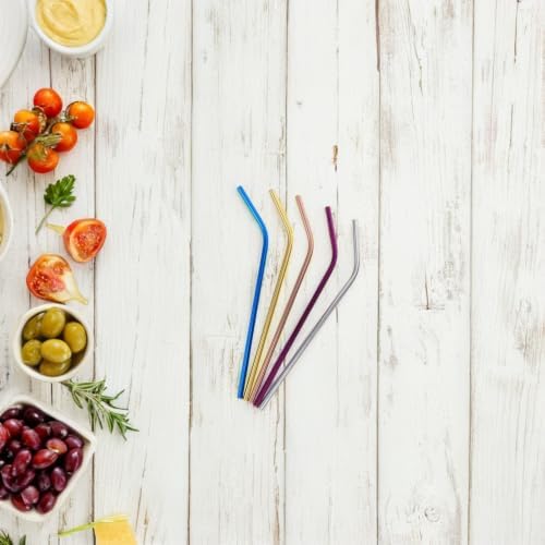 Drinking Straws Bent and Straight Designs Stainless Steel Set