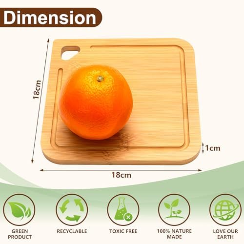 2-Pack Small Bamboo Cutting Boards with Juice Groove | 7x7 Inch Mini