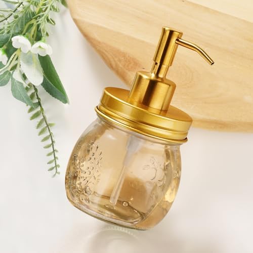 Amolliar Mason Jar Liquid Soap Dispenser Pump, Lotion Soap Pump Gold