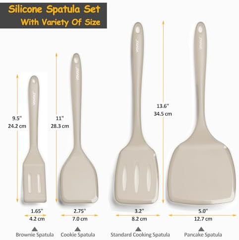 Silicone Spatula Set, 600°F Heat Resistant Kitchen Utensils, 4-Pcs