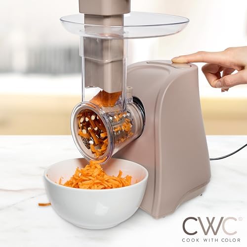 COOK WITH COLOR 5-in-1 Electric Slicer, 150W, Warm Grey
