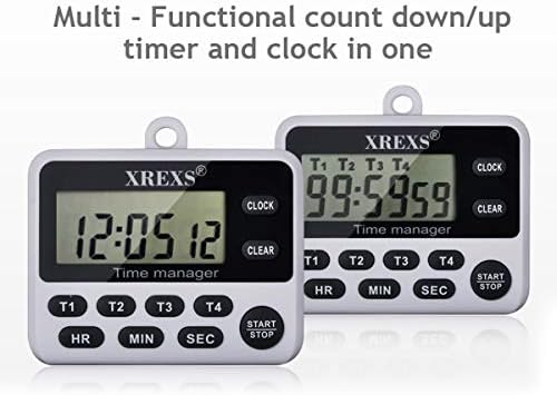XREXS 4 Channel Digital Kitchen Timer with Large LCD Display