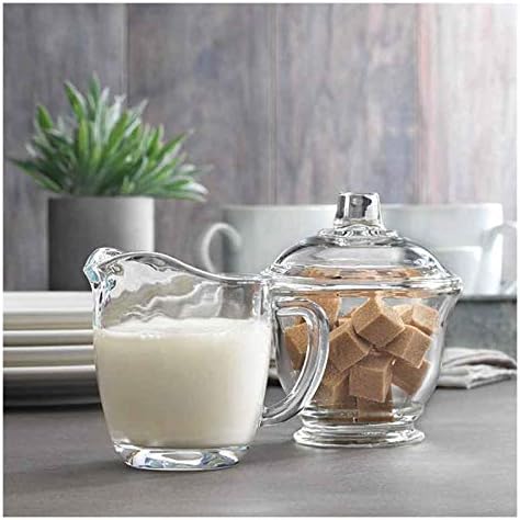 Glass Sugar and Creamer Coffee Set Kit Transparent Bowl with Lid Milk