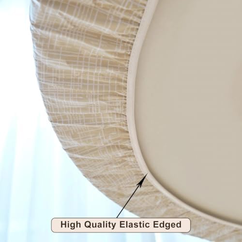 LIBERECOO Round Vinyl Fitted Tablecloth with Flannel Backing Elastic