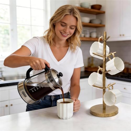 BEGINS Hand Forged Mug Holder Tree with 8 Hooks, Vintage Free Standing