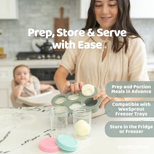 WeeSprout Glass Baby Food Storage Jars, 4 oz, 12 Pack