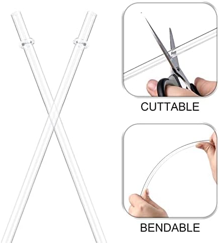 24 Pack, HIGHLY Transparent Reusable Plastic Straws with 4 Cleaning
