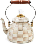 MACKENZIE-CHILDS 2 Quarts Brown-and-White Tea Kettle