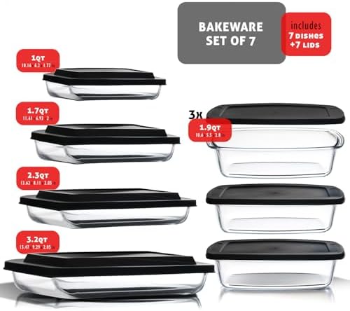 Eatex 7-Pack Glass Food Storage Containers with Lids