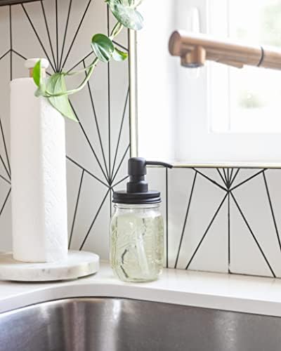 Jarmazing Products Mason Jar Soap Dispenser, Black, 16 oz