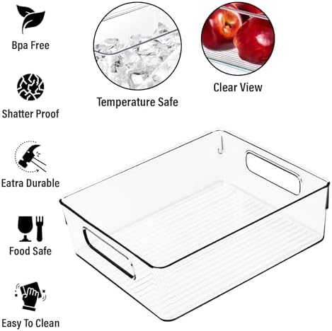 Clear Plastic Pantry Storage Bins, Kitchen Organizer