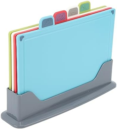 Plastic Cutting Board Set 4 Color Coded Non Slip Rubber Mats with