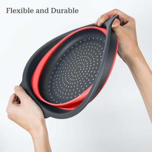 Collapsible Silicone Colander 3-Pack Set Space-Saving Foldable Kitchen