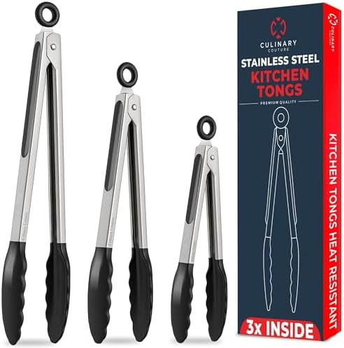 Kitchen Locking Tongs, 12, 9 & 7 Inch, Set of 3