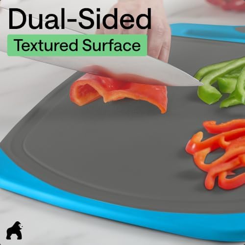 GORILLA GRIP Cutting Board Set of 3, Slip Resistant & Nonporous, Gray