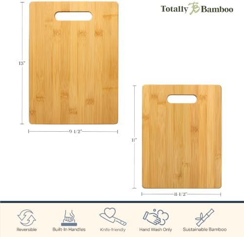 Totally Bamboo Cutting Board Set, 2 Reversible Cutting Boards for