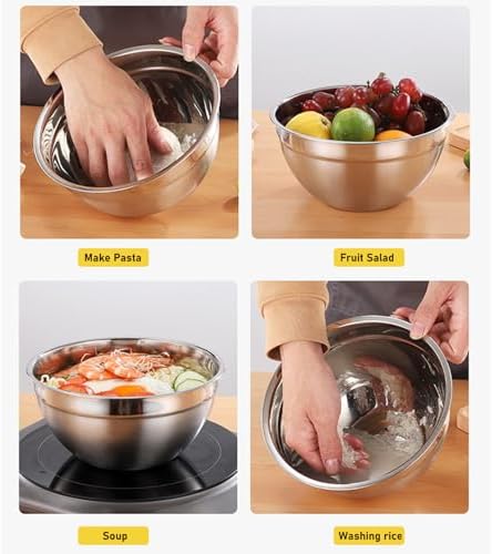 Mixing Bowls with Lids, 5PCS, Stainless Steel