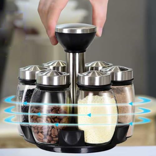 Spice Jars with Rack, Revolving Spice Rack Organizer Countertop
