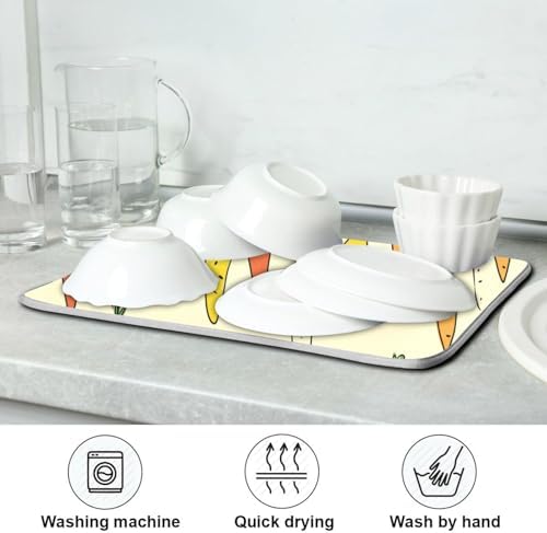 OTVEE Minimalist Carrot Art Dish Drying Mat for Kitchen Counter