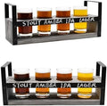 OwlGift Beer Flight Glasses and Board Set Included Torched Wood