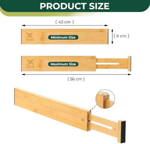 6 Pack Deep Drawer Dividers - 17-22 Inch Deep Expandable Drawer