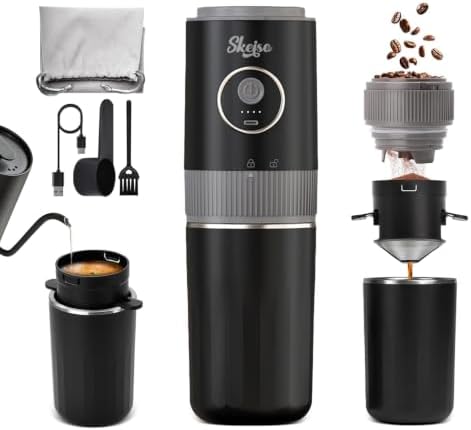 Portable All-in-One American Coffee Maker with Burr Grinder