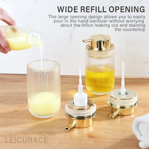 Glass Foam Soap Dispenser, Refillable Foaming Dispenser with Gold