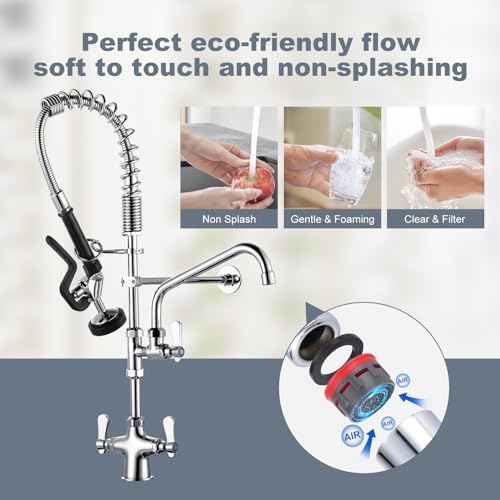 Commercial Kitchen Faucet with Pre-Rinse Sprayer